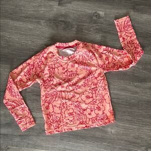 NWOT Athleta Girl Peach / Pink Floral Long Sleeve Rashguard Swim Top Size 7